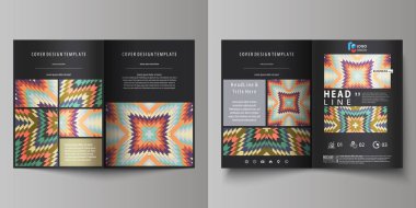 İş şablonları için BI kat broşür, el ilanı, broşür, rapor. Kapak tasarım şablonu, soyut vektör düzen A4 boyutunda. Kabile desen, ethno syle, etnik hipster arka plan içinde geometrik süsleme