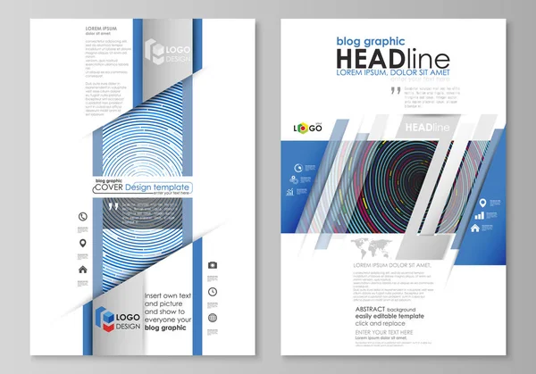 Plantillas de negocio gráficas del blog. Página plantilla de diseño del sitio web, diseño de vector abstracto editable fácil. Fondo de color azul en estilo minimalista hecho de círculos coloridos . — Archivo Imágenes Vectoriales