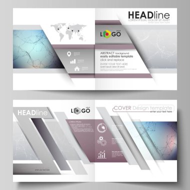 Business templates for square design bi fold brochure, flyer, report. Leaflet cover, vector layout. Compounds lines and dots. Big data visualization in minimal style. Graphic communication background. clipart