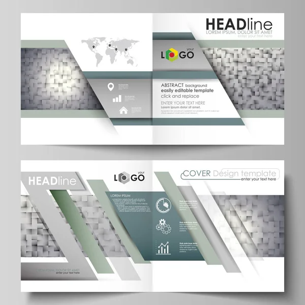 İş şablonları için kare tasarım BI kat broşür, dergi, broşür, kitapçık, rapor. Kapak broşür, vektör düzenini soyut. Desen kareler, geometrik tarzı gri arka plan yaptı.