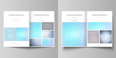 Düzenlenebilir düzeni iki A4 Format modern minimalist vektör çizim tasarım şablonları broşür, el ilanı, rapor için kapsar. Poligonal doku. Küresel bağlantıları, futuristik geometrik kavramı
