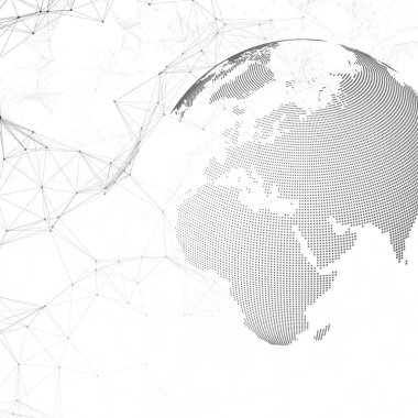 Noktalı dünya dünya kimya deseni, çizgiler ve noktalar bağlama ile. Molekül yapısı üzerinde beyaz. Bilimsel tıbbi Dna araştırma. Bilim veya tıbbi kavramı. Geometrik tasarım arka plan.