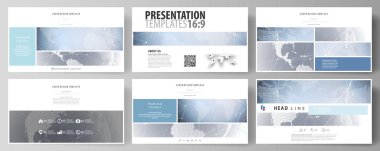 Yüksek çözünürlüklü sunma kaymak düzenlenebilir yerleşimini minimalist tasarlamak vektör çizim tasarım iş şablonları. Soyut fütüristik ağ şekiller. Yüksek teknoloji arka plan.