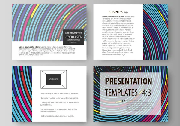 Set of business templates for presentation slides. Easy editable abstract vector layouts in flat design. Blue color background in minimalist style made from colorful circles. — Stock Vector