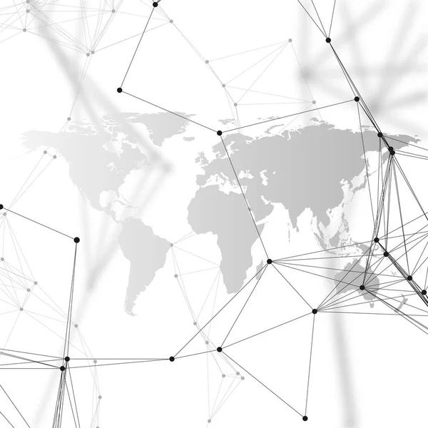 Çizgiler ve noktalar bağlama kimya desenli siyah Dünya Haritası. Molekül yapısı üzerinde beyaz. Bilimsel tıbbi Dna araştırma. Bilim veya teknoloji kavramı. Geometrik tasarım arka plan.