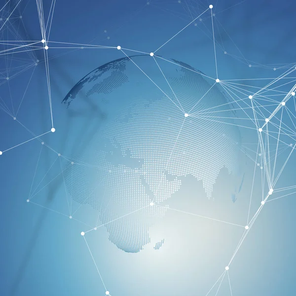 Soyut fütüristik ağ şekiller. Yüksek teknoloji arka plan, bağlayan çizgiler ve noktalar, poligonal doğrusal doku. Dünya küre üzerinde gri. Veri kavramı küresel ağ bağlantıları, geometrik tasarım, kazmak.