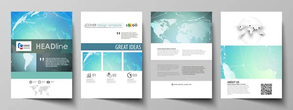 Die Vektorillustration des editierbaren Layouts des A4-Formats umfasst Designvorlagen für Broschüren, Magazine, Flyer, Broschüren, Berichte. Chemie Muster, Molekülstruktur, geometrischer Designhintergrund. — Stockvektor