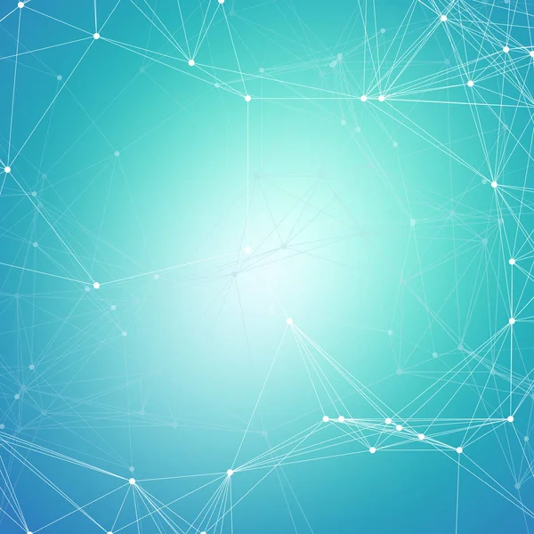 Kimya desen, molekül yapısı mavi, bilimsel tıbbi Dna araştırma, geometrik grafik arka plan üzerinde çizgiler ve noktalar, bağlanma. Tıp, bilim ve teknoloji kavramı. Minimalist tasarım.