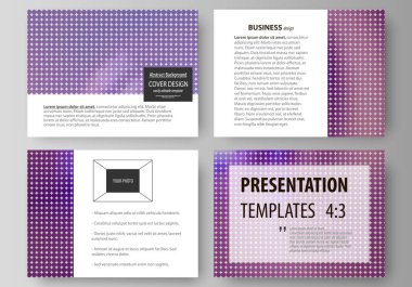 İş şablonları sunma kaymak için kümesi. Düz stil içindeki kolay düzenlenebilir soyut vektör düzenler. Parlak renk renkli tasarımı, güzel fütüristik arka plan.