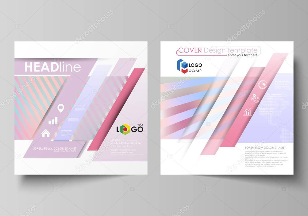 Business templates for square brochure, magazine, flyer, booklet or annual report. Leaflet cover, abstract vector layout. Sweet pink and blue decoration, pretty romantic design, cute candy background.