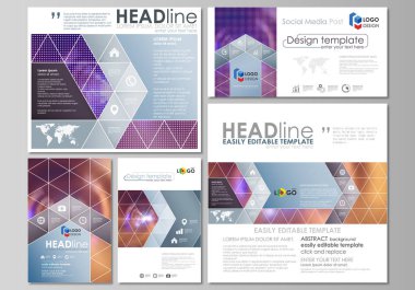 Sosyal medya kümesi nakleder. İş şablonları. Kolay düzenlenebilir soyut stil şablonu, vektör düzenleri popüler formatları. Parlak renk renkli tasarımı, güzel fütüristik arka plan.