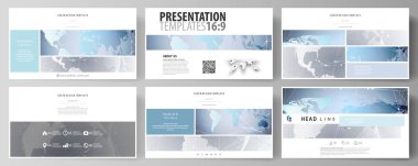 Yüksek çözünürlüklü sunma kaymak düzenlenebilir yerleşimini minimalist tasarlamak vektör çizim tasarım iş şablonları. Teknoloji kavramı. Molekül yapısı, arka plan bağlanma.