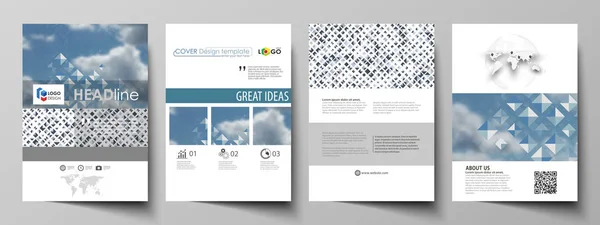 Modelos de negócios para brochura, revista, folheto, livreto, relatório. Modelo de capa, layout de estilo plano em tamanho A4. Padrão de cor azul com losango, design abstrato fundo vetor geométrico . — Vetor de Stock