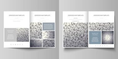 İş şablonları için BI broşür, dergi, broşür, kitapçık katlama. Kapak tasarım şablonu, soyut vektör düzen A4 boyutunda. Desen kareler, geometrik tarzı gri arka plan yaptı.