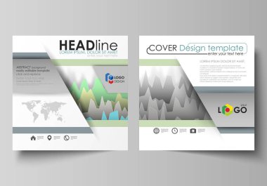 İki kare biçimi düzenlenebilir yerleşimini minimalist vektör çizim tasarım şablonları için broşür, el ilanı, dergi kapsar. Renkli diyagramının satırlarla farklı yükseklik doruklarına.