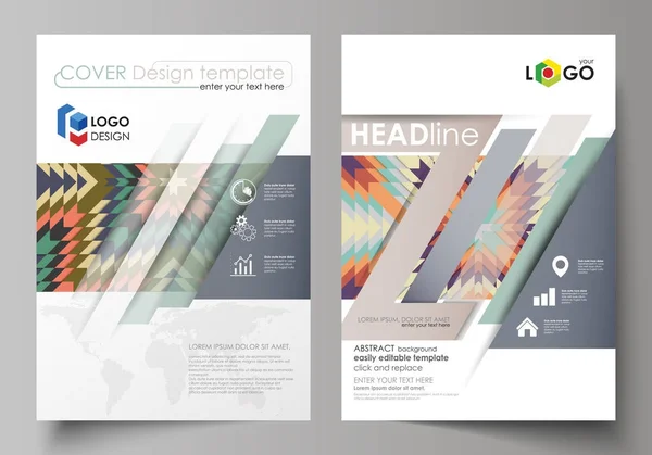 Zakelijke sjablonen voor brochure, flyer, brochure. Betrekking hebben op Ontwerpsjabloon, abstract vector lay-out in A4-formaat. Tribal patroon met geometrische sieraad, ethno syle, etnische achtergrond, vintage mode achtergrond — Stockvector