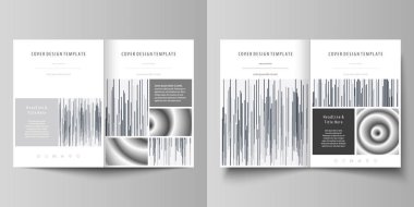 İş şablonları için BI broşür, dergi, el ilanı katlayın. Kapak tasarım şablonu, soyut vektör düzen A4 boyutunda. Sade tek renkli geometrik desen. Minimalist arka plan. Gri renkli şekiller.