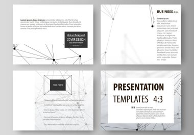 İş şablonları sunma kaymak için kümesi. Düz tasarım kolay düzenlenebilir soyut vektör düzenler. DNA ve nöronlar molekül yapısı. Tıp, bilim, teknoloji kavramı. Ölçeklenebilir grafik.