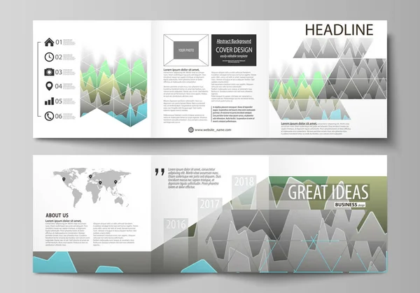 The minimalistic vector illustration of the editable layout. Two modern creative covers design templates for square brochure or flyer. Rows of colored diagram with peaks of different height. — Stock Vector