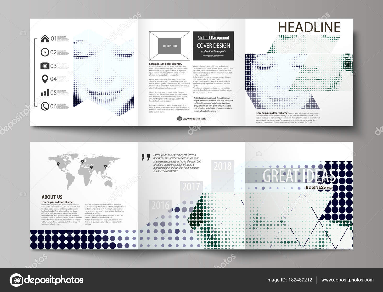 business templates for tri fold square design brochures leaflet