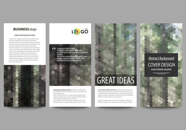 Flyers set, modern banners. Cover design template, abstract vector layouts. Colorful background made of hexagonal texture for travel business, natural landscape in polygonal style.