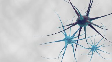 Bilim veya moleküller, 3d render virüs, bakteri, hücre ile tıbbi geçmişi. Sistem nöronların. Genetik, bilimsel, tıbbi araştırma. Molekülleri tasarlamak. 3D render illüstrasyon.