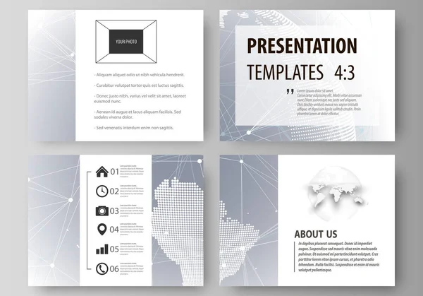Die minimalistische abstrakte Vektorillustration des editierbaren Layouts der Präsentationsfolien gestaltet Geschäftsvorlagen. abstrakte futuristische Netzwerkformen. Hightech-Hintergrund. — Stockvektor