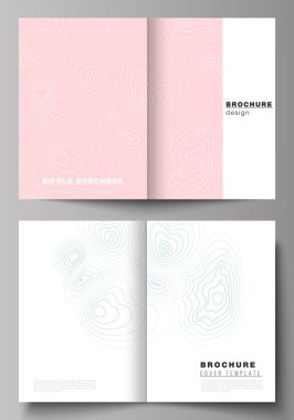 İki A4 formatında modern kapak örnekler vektör yerleşimini tasarım şablonları bifold broşür, dergi, broşür, kitapçık, faaliyet raporu için. Topografik dağılımı harita, tek renkli arka plan.