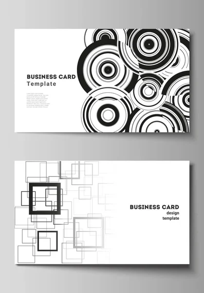The minimalistic abstract vector illustration layout of two creative business cards design templates. Trendy geometric abstract background in minimalistic flat style with dynamic composition. — Stock Vector