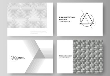 Sunumun minimalist soyut vektör illüstrasyon düzeni iş şablonları dizayn eder. Farklı üçgen şekiller kullanarak soyut geometrik üçgen tasarım arkaplanı.