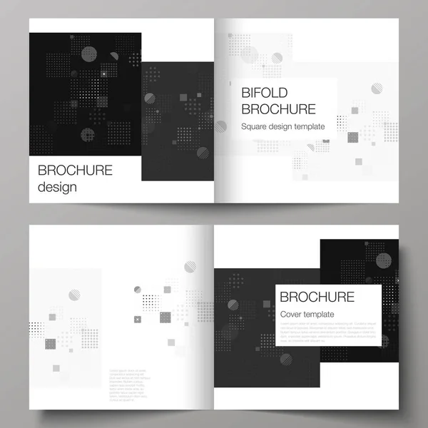 The vector illustration of the editable layout of two covers templates for square design bifold brochure, magazine, flyer, booklet. Abstract vector background with fluid geometric shapes. — Stock Vector