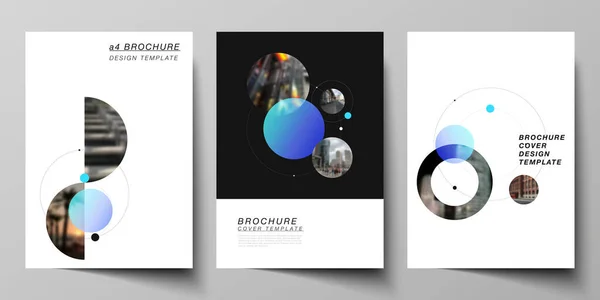 Vektor-Layout moderner Cover-Attrappen für Broschüren, Flyer, Booklets. einfaches Design futuristisches Konzept. kreativer Hintergrund mit Kreisen, die Planeten und Sterne formen. — Stockvektor