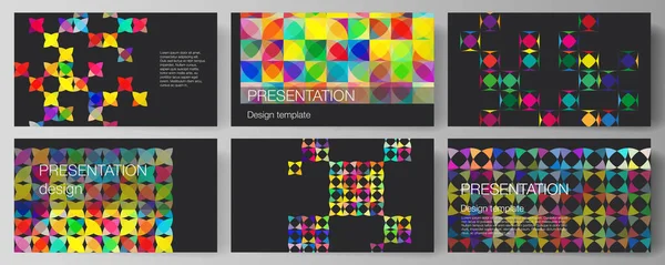 L'illustration vectorielle abstraite minimaliste mise en page de la présentation diapositives modèles d'entreprise de conception. Fond abstrait, motif de mosaïque géométrique avec des cercles lumineux, formes géométriques . — Image vectorielle