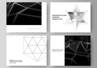 Sunumun minimalist soyut vektör düzeni iş şablonları dizayn eder. 3d çokgen geometrik modern tasarım soyut arkaplan. Bilim veya teknoloji vektör illüstrasyonu.