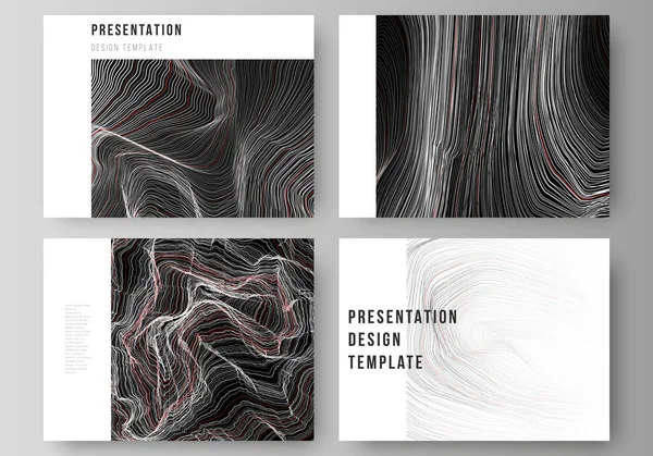 L'illustration vectorielle abstraite minimaliste de la mise en page modifiable des modèles d'entreprise de conception de diapositives de présentation. Surface de la grille 3D, fond vectoriel ondulé avec effet d'ondulation. — Image vectorielle