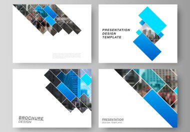 Sunum slaytlarının düzenlenebilir düzeninin minimalist soyut vektör çizimi iş şablonlarını dizayn eder. Soyut geometrik desen dikdörtgenli yaratıcı modern mavi arkaplan.