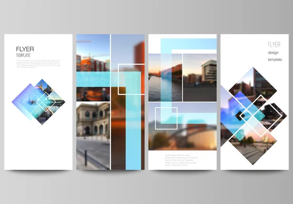 Die minimalistische Vektorillustration des editierbaren Layouts von Flyern, Banner-Design-Vorlagen. Kreative trendige Stil-Attrappen, blaue Farbe trendige Design-Hintergründe. — Stockvektor