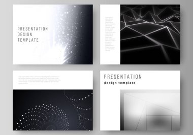 Sunumun minimalist soyut vektör düzeni iş şablonları dizayn eder. 3d çokgen geometrik modern tasarım soyut arkaplan. Bilim veya teknoloji vektör illüstrasyonu.