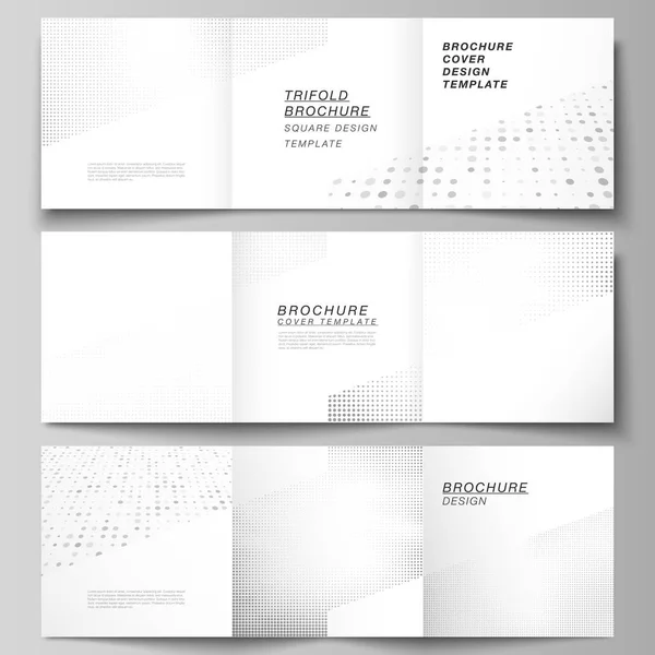 Vector lay-out van vierkante hoezen ontwerp sjablonen voor drievoudige brochure, flyer, omslag ontwerp, boek ontwerp, brochure cover. Halftone effect decoratie met stippen. Dotted patroon voor grunge stijl decoratie — Stockvector