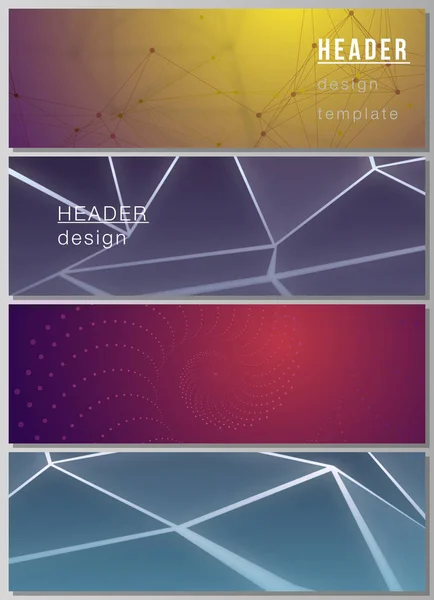 ヘッダー、バナーデザインテンプレートの編集可能なレイアウトの最小ベクトルイラスト。3Dポリゴン幾何学的近代的なデザイン抽象的な背景。科学技術ベクトルイラストレーション. — ストックベクタ