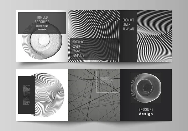 Vektorlayout des quadratischen Formats umfasst Designvorlagen für dreifache Broschüren, Flyer, Magazine. Geometrischer abstrakter Hintergrund, futuristisches Wissenschafts- und Technologiekonzept für minimalistisches Design. — Stockvektor