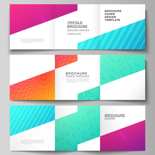 Il layout minimale modificabile vettoriale del formato quadrato copre i modelli di design per brochure trifold, flyer, magazine. Modello geometrico astratto con sfondo colorato gradiente business. — Vettoriale Stock