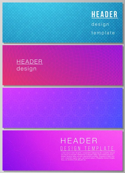 A ilustração vetorial minimalista do layout editável de cabeçalhos, modelos de design de banner. Padrão geométrico abstrato com fundo de negócios gradiente colorido . —  Vetores de Stock