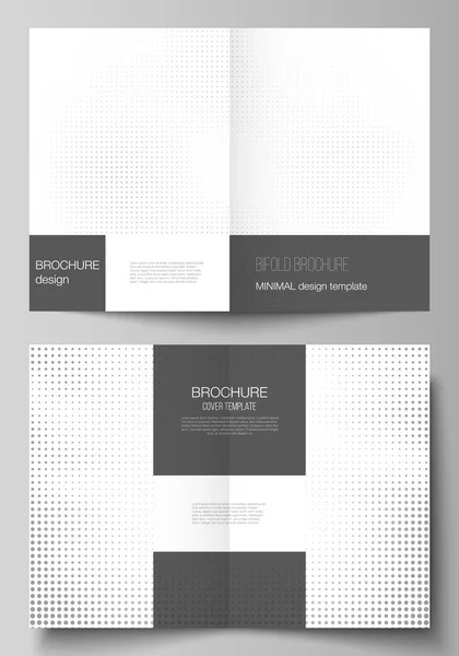 Vector layout of two A4 cover mockups design templates for bifold brochure, flyer, cover design, book design. Abstract halftone effect decoration with dots. Dotted pattern for grunge style decoration. — Stock Vector
