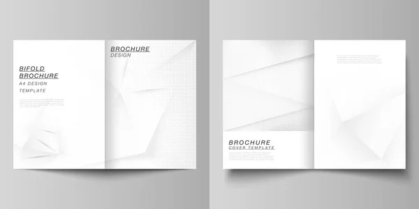 Vector layout of two A4 cover mockups design templates for bifold brochure, flyer, cover design, book design, brochure cover. Fond pointillé demi-ton avec des points gris, fond dégradé abstrait . — Image vectorielle