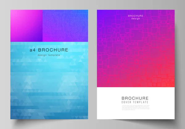 De vector lay-out van A4-formaat moderne cover mockups ontwerp sjablonen voor brochure, tijdschrift, flyer, boekje, jaarverslag. Abstract geometrisch patroon met kleurrijke gradiënt zakelijke achtergrond. — Stockvector