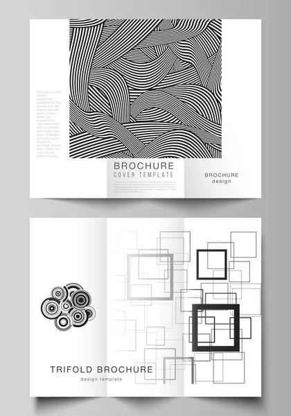 Minimalne układy ilustracji wektorowej. Nowoczesne kreatywne okładki szablonów do potrójnej broszury lub ulotki. Modne geometryczne abstrakcyjne tło w minimalistycznym płaskim stylu z dynamiczną kompozycją — Wektor stockowy