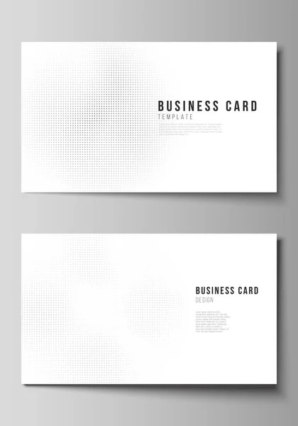 Vector layout of two creative business cards design templates, horizontal template vector design. Halftone effect decoration with dots. Dotted pattern for grunge style decoration. — Stock Vector