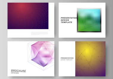 Sunumun soyut vektör illüstrasyon düzeni iş şablonları dizayn eder. 3d çokgen geometrik modern tasarım soyut arkaplan. Bilim veya teknoloji vektör illüstrasyonu.