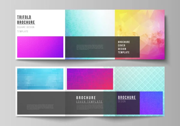 The minimal vector editable layout of square format covers design templates for trifold brochure, flyer, magazine. Abstract geometric pattern with colorful gradient business background. — Stock Vector